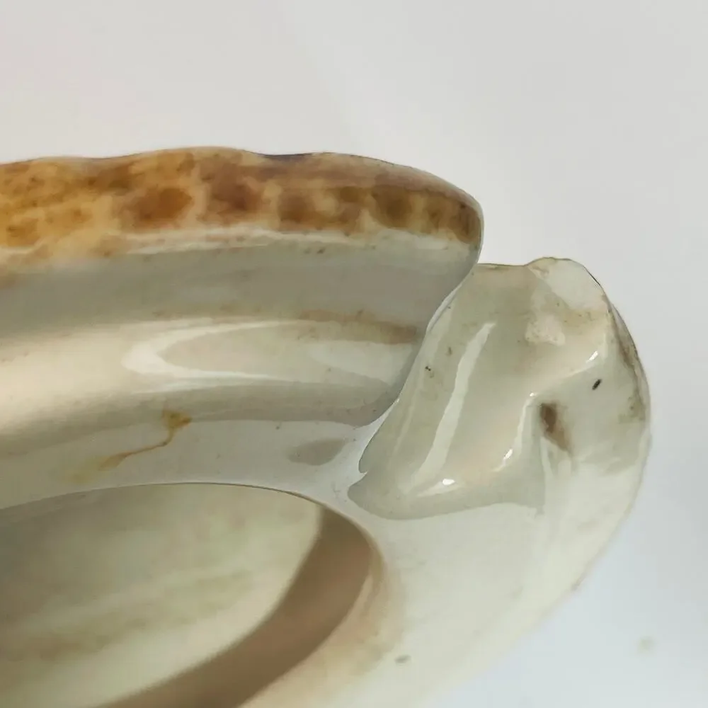 Lefton Mushroom Forest Ceramic Sugar Bowl Jar 3D Stump Design Acorns